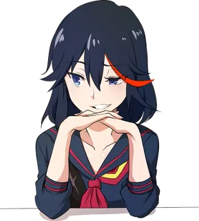 😏 Ryuko Matoi Kill la Kill Anime, Kill la Kill, Ryuko Matoi, Postać, Dziewczyna, Mundur szkolny telegram sticker