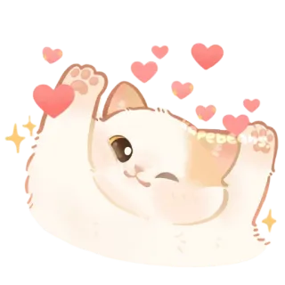 🥰 kucing, hewan, lucu, kawaii, hati, menyenangkan, stiker whatsapp sticker