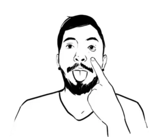 😛 man, face, tongue, eye, beard, pointing, selfie whatsapp sticker