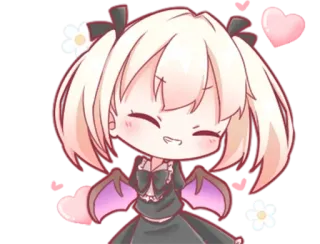 🥰 อนิเมะ, น่ารัก, ผู้หญิง, การ์ตูน, จิบิ, หัวใจ, คาวาอิ, แวมไพร์ telegram sticker
