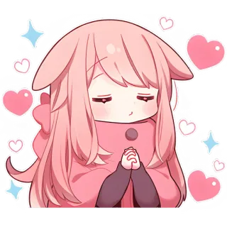 😘 Chibi, Anime, Rosa, Fofo, Corações, Brilhos whatsapp sticker