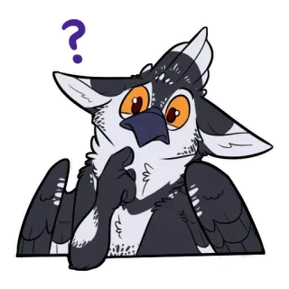 😯 สัตว์, สัตว์ปีก, นก, คำถาม, กำลังคิด, การ์ตูน, ภาพประกอบ, สติกเกอร์ telegram sticker