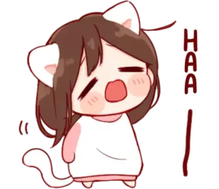 😫 HAA! อนิเมะ, สาวแมว, น่ารัก, การ์ตูน, หาว, เหนื่อย telegram sticker