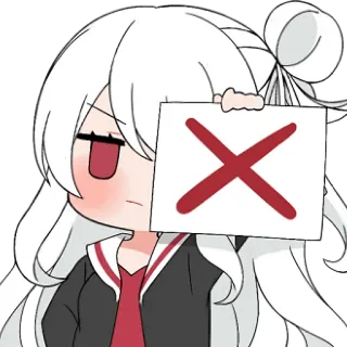 ❌ Anime, Chibi, Croix rouge, Personnage, Mignon, Cheveux blancs, Non, Négatif, Interdiction telegram sticker