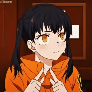 😅 Maki Oze Fire Force Maki Oze, Fire Force, anime, personaje, sonriendo, puchero telegram sticker