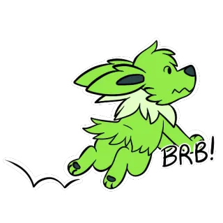 🔙 BRB! Dibujo animado, Animal, Perro, Verde, Vuelvo enseguida, Vuelvo pronto, Corriendo whatsapp sticker