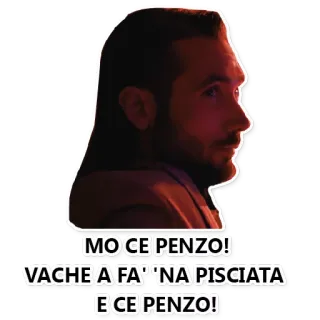 🤔 MO CE PENZO! VACHE A FA' 'NA PISCIATA E CE PENZO! italiano, expressão, pensando, meme telegram sticker