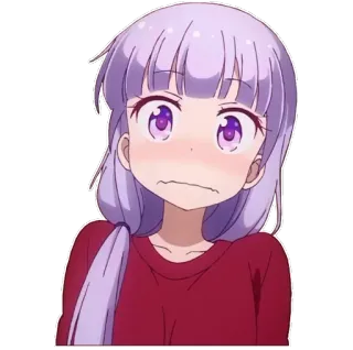 😳 Anime, Mignon, Fille, Embarrassée, Cheveux violets whatsapp sticker