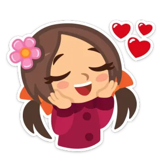 💖 Mädchen, Herz, Süß, Liebe, Cartoon, Blume, Aufkleber whatsapp sticker