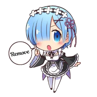 🚫 Rem Re:Zero Remove anime, chibi, maid, cute, blue hair whatsapp sticker