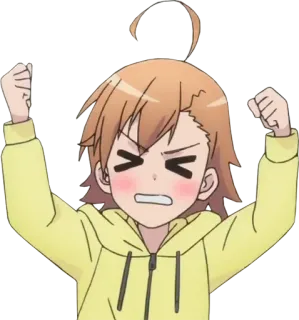 😡 Anime, Chica, Dibujo animado, Emocionada, Feliz, Ilustración telegram sticker