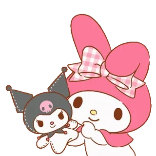💬 My Melody Sanrio, My Melody, dessin animé, kawaii, mignon, animé, Kuromi telegram sticker
