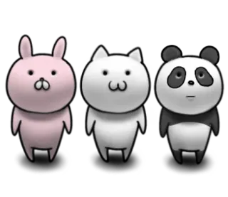 😊 conejo, gato, panda, animal, lindo, dibujos animados, personajes whatsapp sticker