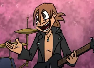 😃 guitarra, rock, música, dibujo animado, personaje whatsapp sticker