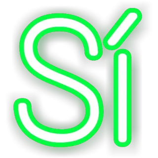 😌 Sí yes, spanish, neon, word, sign, affirmative whatsapp sticker