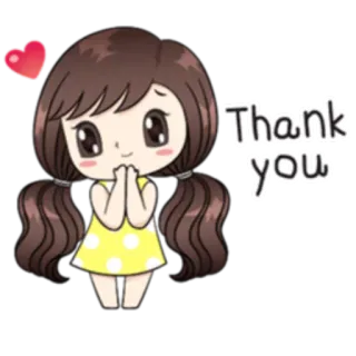 🙂 Thank you 감사, 귀여운, 소녀, 만화, 하트 whatsapp sticker