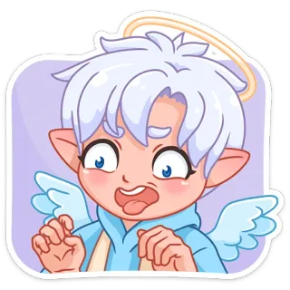 🤨 ангел, мультфильм, крылья, нимб, милый, наклейка, эльф telegram sticker