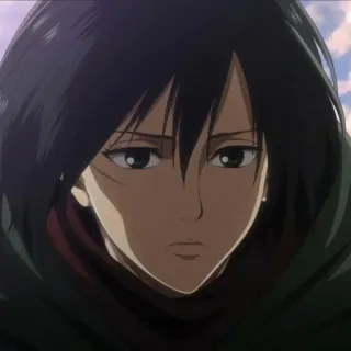 😶 Mikasa Ackerman Attack on Titan Anime, Manga, Personnage, Sérieux, Stoïque, AOT, Shingeki no Kyojin telegram sticker
