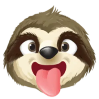 😛 preguiça, animal, fofo, engraçado, desenho animado, emoji, rosto, língua whatsapp sticker