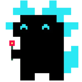 😀 Pixel art, Monstre, Fleur, Mignon, Noir, Bleu whatsapp sticker
