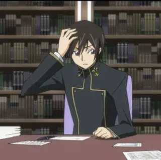 🥀 Lelouch Lamperouge Code Geass 애니메이션, 캐릭터, 진지한, 학생, 도서관 telegram sticker