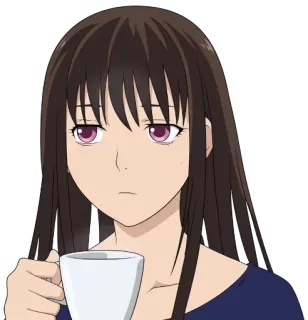 ☕ anime, woman, cartoon, coffee, drinking, girl telegram sticker