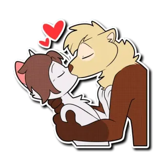 ❤️ furry, kiss, romance, anthropomorphic, love, hearts, cartoon, affection telegram sticker