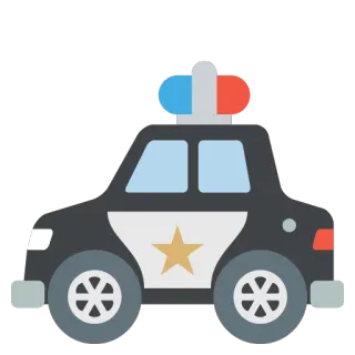 🚔 Voiture de police, Police, Voiture, Véhicule, Forces de l'ordre, Transport whatsapp sticker