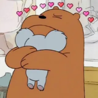 💕 Grizz We Bare Bears медведь, объятие, любовь, мультфильм, милый, Мы обычные медведи, Гризз whatsapp sticker