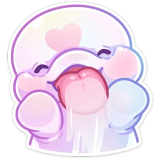 😛 carino, kawaii, fantasma, adesivo, lingua, rosa, cuore telegram sticker