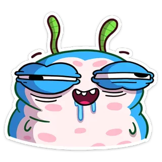 🤤 sticker, cartoon, blue, cute, character, funny telegram sticker