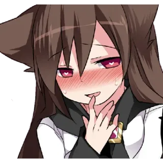 😈 Anime, Katmeisje, Blozen, Schattig, Kawaii, Verlegen, Chibi telegram sticker