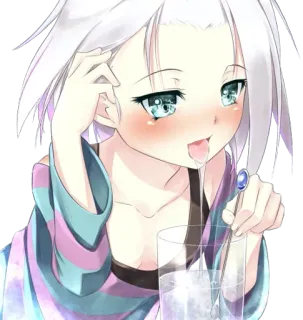 🤤 anime girl, cute, water, tongue, drinking telegram sticker