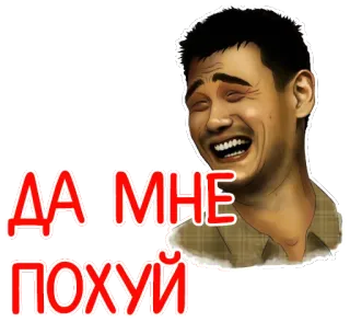 😆 ДА МНЕ ПОХУЙ rire, russe, mème, texte, expression telegram sticker