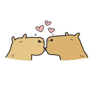 😘 capivara, beijo, amor, corações, fofo, animal telegram sticker
