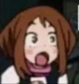 😎 Ochaco Uraraka My Hero Academia Очако Урарака, Аниме, Моя геройская академия, в шоке, выражение лица telegram sticker