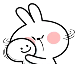 😌 lapin, câlin, mignon, dessin animé, kawaii, personnage telegram sticker