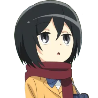 😮 Mikasa Ackerman Attack on Titan Anime, Manga, Chibi, Charakter, Mädchen whatsapp sticker