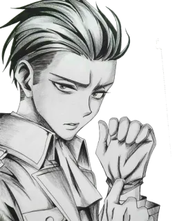 😒 anime, character, male, gloves, drawing, portrait telegram sticker