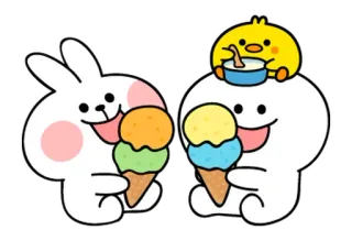 🌼 fofo, coelho, sorvete, desenho animado, kawaii, pintinho, comida, sobremesa telegram sticker