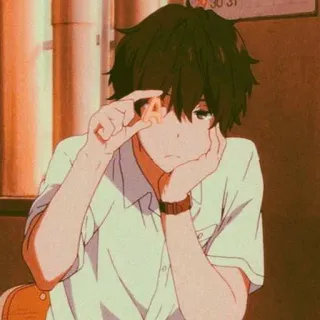 🎐 Anime, Ragazzo, Capelli castani, Adolescente, Lettera in mano telegram sticker