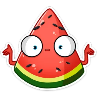 🤷 anguria, frutta, adesivo, cartone animato, cibo, illustrazione whatsapp sticker