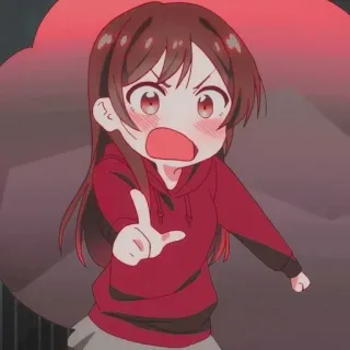 🖤 Anime, Chica, Enojada, Dibujo animado, Chibi, Ilustración, Lindo whatsapp sticker