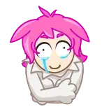 🥲 泣く, 悲しい, アニメ, 漫画, ピンク髪, 絵文字, ステッカー telegram sticker