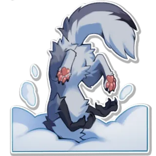 ❄️ หิมะ, หมาป่า, น่ารัก, ตลก, สัตว์ telegram sticker