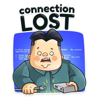 📴 Kim Jong-un connection LOST cartoon, connection lost, north korea, dictator, meme telegram sticker