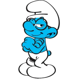 😏 Brainy Smurf The Smurfs สเมิร์ฟ, ฉลาด, เนิร์ด, การ์ตูน, สีน้ำเงิน whatsapp sticker