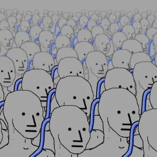 🤖 NPC, Meme, Conformiteit, Groepsdenken, Menigte, Generiek, Internetmeme telegram sticker