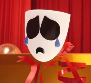 😜 máscara, triste, llorando, cinta, lágrimas, teatro, emoción telegram sticker