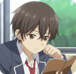 🤔 动漫, 男孩, 阅读, 校服, 书 telegram sticker